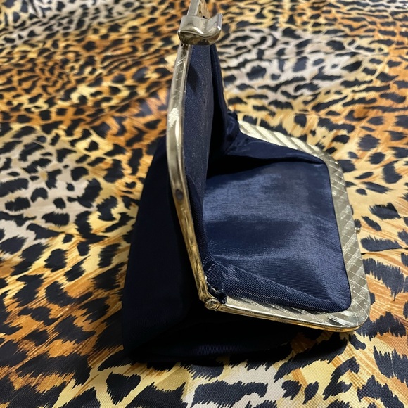 Elegant Silver and Navy Clutch - Picture 4 of 6